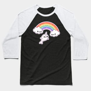 Flying Rainbow Narwhal Baseball T-Shirt